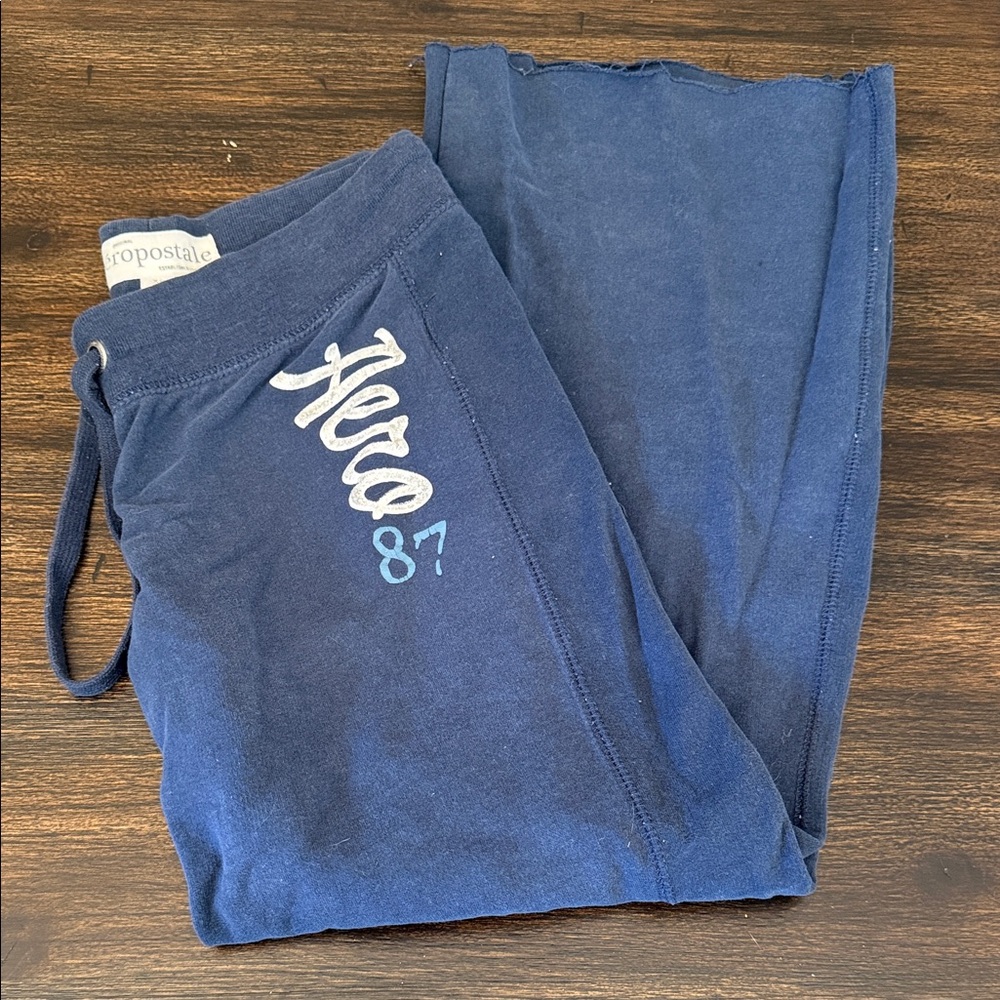 Aeropostale Wide Leg Navy Sweatpants XS